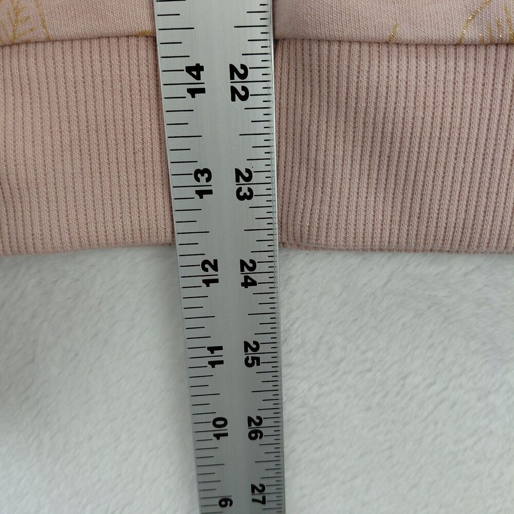 Boden Sweatshirt Womens 6 Pink Gold Metalic Leaf Floral Print Puff Sleeve NEW - Picture 12 of 13
